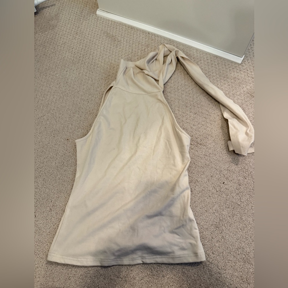 White fox cream high neck top with tie size XL